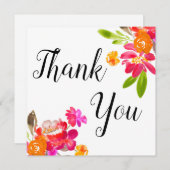 秋の水の色フラワーブーケサンキューカード (正面/裏面)