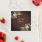 秋の水の色モカ&アイボリー結婚ズ スタンダードカクテルナプキン (インサイチュ)