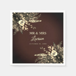 秋の水の色モカ&アイボリー結婚ズ スタンダードカクテルナプキン