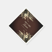 秋の水の色モカ&アイボリー結婚ズ スタンダードカクテルナプキン (角)
