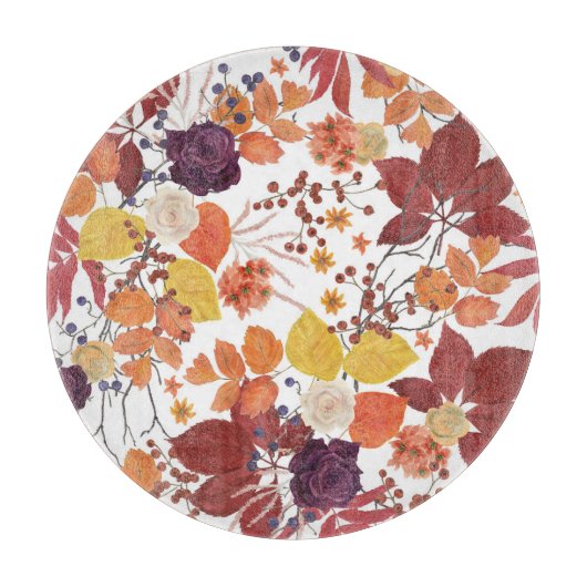 秋の水の色葉のバラ カッティングボード (正面)