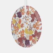 秋の水の色葉のバラ ガラスオーナメント (正面左)