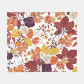 秋の水の色葉のバラ フリースブランケット (正面(横))