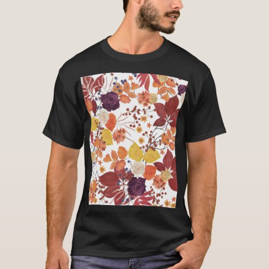 秋の水の色葉のバラ Tシャツ (正面)
