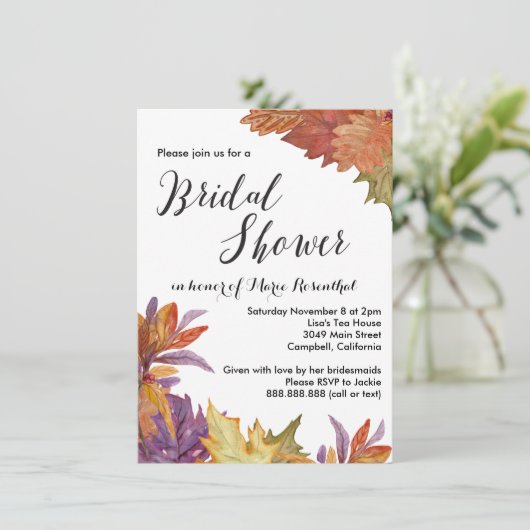 秋の水の色葉のブライダルシャワー 招待状 (スタンド正面)