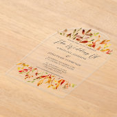 秋の水の色離れのシック秋の結婚式 アクリル招待状 (レイダウン)