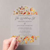 秋の水の色離れのシック秋の結婚式 アクリル招待状 (インサイチュ (ポータブル))
