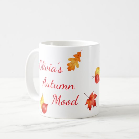 秋の水の色離れの-パーソナライズされた秋枠 コーヒーマグカップ (正面左)