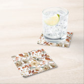 秋の水カラーフローラコースター素朴 スクエアペーパーコースター (インサイチュ)