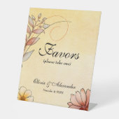 秋の水カラーフローラテラコッタ結婚式の引き出物 台座サイン (正面)