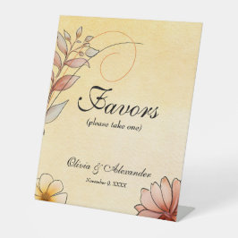 秋の水カラーフローラテラコッタ結婚式の引き出物 台座サイン