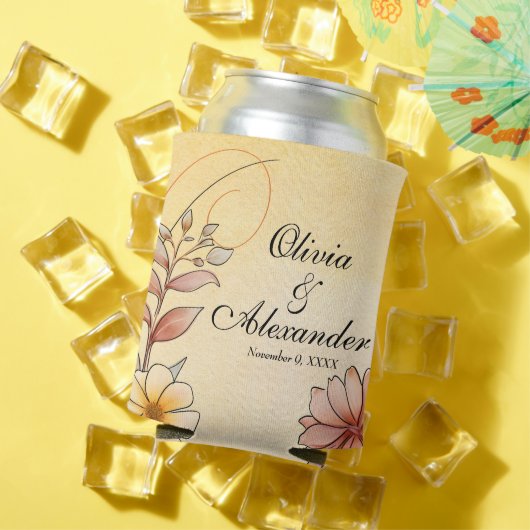 秋の水カラーフローラテラコッタ結婚式の引き出物 缶クーラー (インサイチュ 夏)