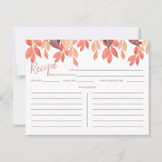 秋の水カラー紅葉レシピカード (正面)