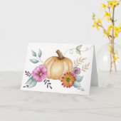 秋の水彩かぼちゃと花 カード (黄色い花)