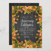 秋の水彩の花を木に素朴飾る 招待状 (正面/裏面)