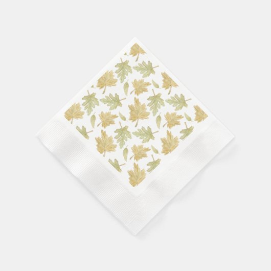 秋の水彩の葉の紙ナプキン 縁ありカクテルナプキン (角)
