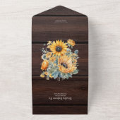 秋の水彩ひまわりウェディング オールインワン招待状 (外側)