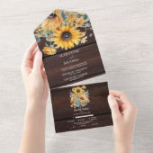 秋の水彩ひまわりウェディング オールインワン招待状 (貼ってはがせる)