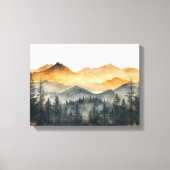 秋の水彩アート：平和な山林 キャンバスプリント (正面)