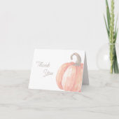 秋の水彩オレンジ色のカボチャのベビーシャワー サンキューカード (正面)