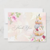 秋の水彩オレンジ色の結婚前のお祝い感謝カード サンキューカード (正面)