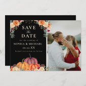 秋の水彩カップル写真 フォール セーブザデート (正面/裏面)