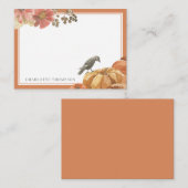 秋の水彩クロとカボチャのカスタムネーム ノートカード (正面/裏面)