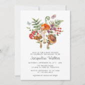 秋の水彩タッチのきのこベイビーシャワー 招待状 (正面)