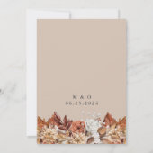 秋の水彩フラワーモチーフのテラコッタ ウェディング 招待状 (裏面)