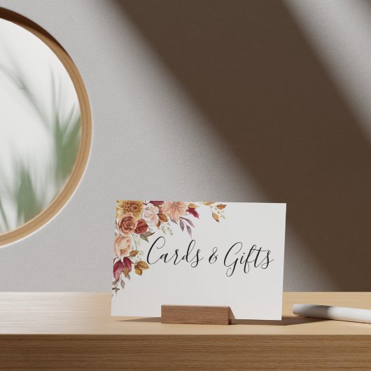 秋の水彩フローラウェディングカードとギフト ポスター