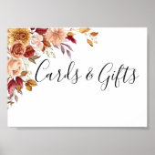 秋の水彩フローラウェディングカードとギフト ポスター (正面)