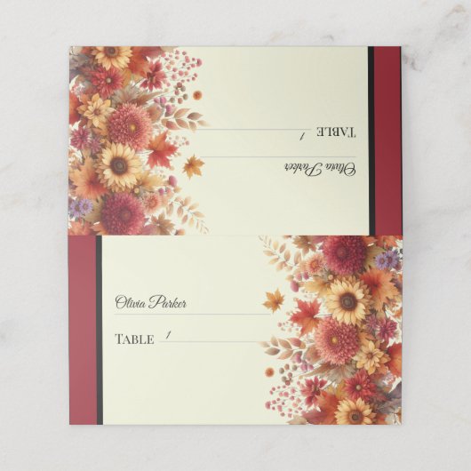 秋の水彩フローラクリームプレイスC プレイスカード (外部開封)