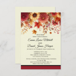 秋の水彩フローラクリーム 招待状