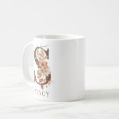 秋の水彩フローラモノグラムイニシャルS コーヒーマグカップ (正面左)