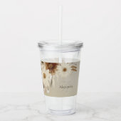 秋の水彩フローラモノグラムパーソナライズされた アクリルタンブラー (正面)