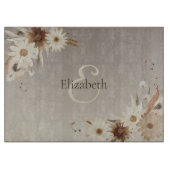 秋の水彩フローラモノグラムパーソナライズされた カッティングボード (正面)