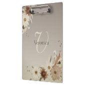 秋の水彩フローラモノグラムパーソナライズされた クリップボード (左)