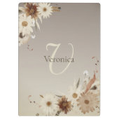 秋の水彩フローラモノグラムパーソナライズされた クリップボード (裏面)