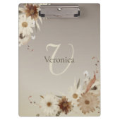 秋の水彩フローラモノグラムパーソナライズされた クリップボード (正面)