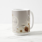 秋の水彩フローラモノグラムパーソナライズされた コーヒーマグカップ (正面右)