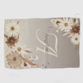 秋の水彩フローラモノグラムパーソナライズされた ゴルフタオル (横)