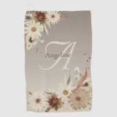 秋の水彩フローラモノグラムパーソナライズされた ゴルフタオル (正面)