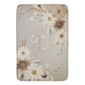 秋の水彩フローラモノグラムパーソナライズされた バスマット (正面縦)