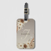 秋の水彩フローラモノグラムパーソナライズされた ラゲッジタグ (正面縦)