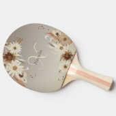 秋の水彩フローラモノグラムパーソナライズされた 卓球ラケット (横)