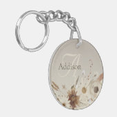 秋の水彩フローラモノグラム キーホルダー (正面左)