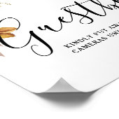 秋の水彩フローラ結婚のゲストブックサイン ポスター (角)