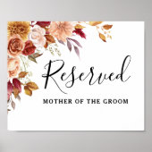 秋の水彩フローラ結婚の看板 ポスター (正面)