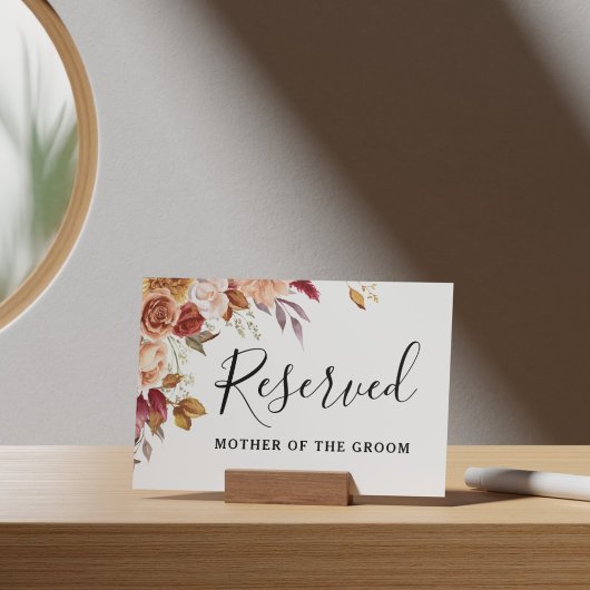 秋の水彩フローラ結婚の看板 ポスター