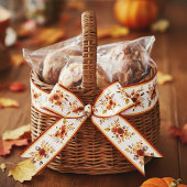 秋の水彩フローラ サテンリボン